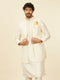 Manyavar Soft Cream Self Patterned Kurta Jacket Set