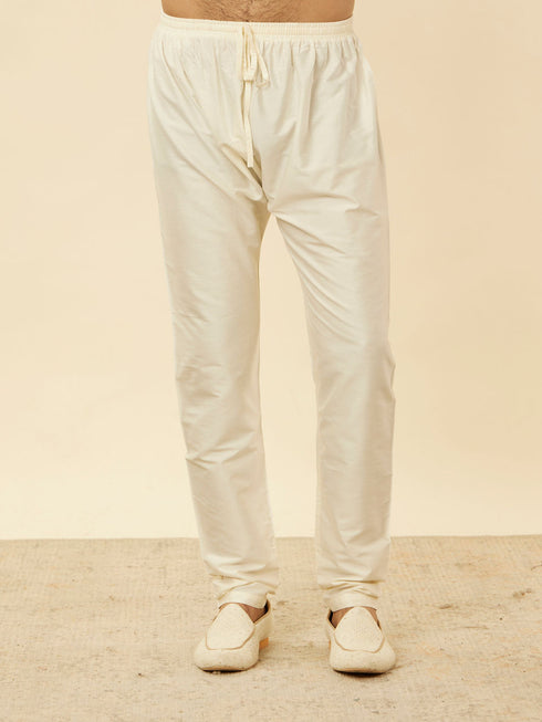 Manyavar Olive Green Bel Buti Patterned Kurta Jacket Set