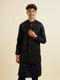 Manyavar Dark Blue Sequinned Jaal Patterned Jacket Set