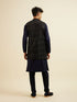 Manyavar Dark Blue Sequinned Jaal Patterned Jacket Set