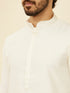 Manyavar Warm White Bel Buti Patterned Kurta Jacket Set