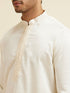 Manyavar Cream Self Patterned Jacket Set