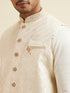 Manyavar Cream Self Patterned Jacket Set