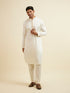 Manyavar Cream Self Patterned Jacket Set
