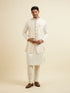Manyavar Cream Self Patterned Jacket Set