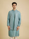 Manyavar Light Blue Buta Embroidered Jacket Set with Sequins Work