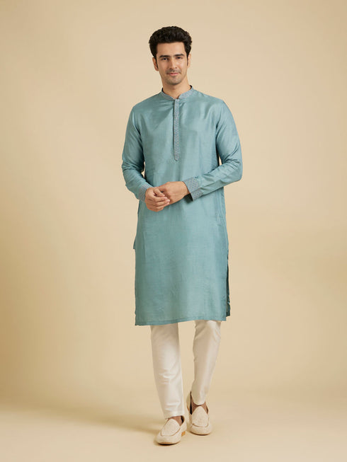 Manyavar Light Blue Buta Embroidered Jacket Set with Sequins Work