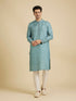 Manyavar Light Blue Buta Embroidered Jacket Set with Sequins Work