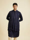 Manyavar Classy Dark Blue Kurta Jacket Set