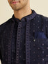 Manyavar Classy Dark Blue Kurta Jacket Set