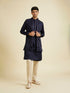 Manyavar Classy Dark Blue Kurta Jacket Set
