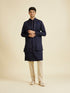 Manyavar Classy Dark Blue Kurta Jacket Set