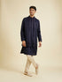 Manyavar Classy Dark Blue Kurta Jacket Set