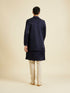 Manyavar Classy Dark Blue Kurta Jacket Set