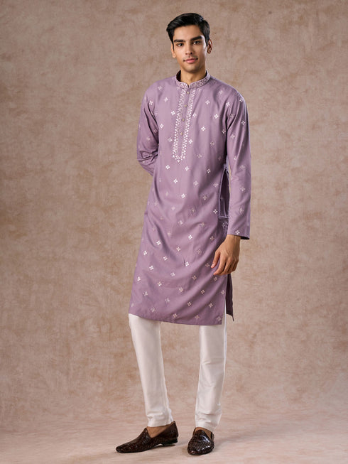 Manyavar Purple Kurta Jacket Set