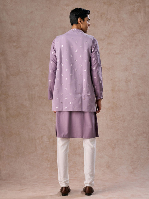 Manyavar Purple Kurta Jacket Set