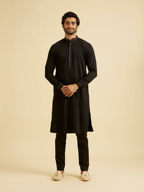 Manyavar Black Enigmatic Kurta Jacket Set
