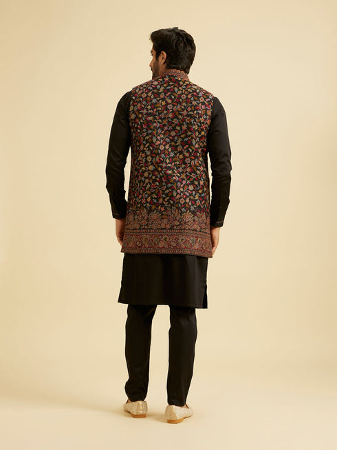 Manyavar Black Enigmatic Kurta Jacket Set