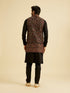 Manyavar Black Enigmatic Kurta Jacket Set