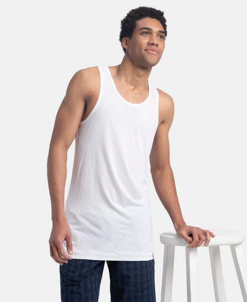 Jockey Bamboo And Tencel Modal Blend Sleeveless Vest With Extended Length | White