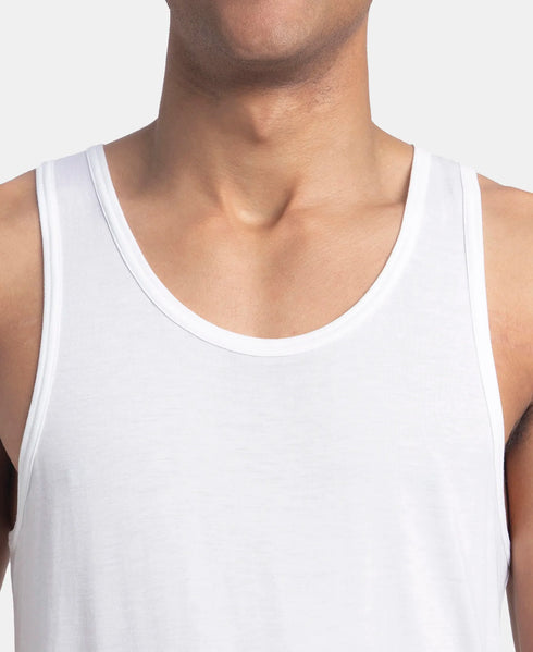 Jockey Bamboo And Tencel Modal Blend Sleeveless Vest With Extended Length | White