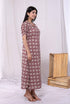 Miravan Womens Cotton Floral Printed Cream A Line Maxi Dress with Buttons