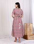 Miravan Womens Cotton Floral Printed Cream A Line Maxi Dress with Buttons