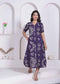 Miravan Womens Floral Printed A line Shirt Collar Maxi Dress