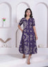 Miravan Womens Floral Printed A line Shirt Collar Maxi Dress