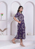 Miravan Womens Floral Printed A line Shirt Collar Maxi Dress