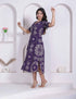 Miravan Womens Floral Printed A line Shirt Collar Maxi Dress