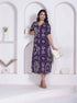 Miravan Womens Floral Printed A line Shirt Collar Maxi Dress