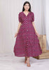 Miravan Womens Relaxed Fit Red Floral Printed A Line Pure Cotton Midi Dress