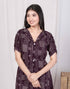 Miravan Womens Wine Mandarin Neck Floral Printed A Line Party wear Maxi Dress