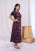 Miravan Womens Wine Mandarin Neck Floral Printed A Line Party wear Maxi Dress