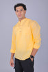Veshbhoshaa Bluebird Men'S Short Kurta In Yellow - 100% Pure Cotton