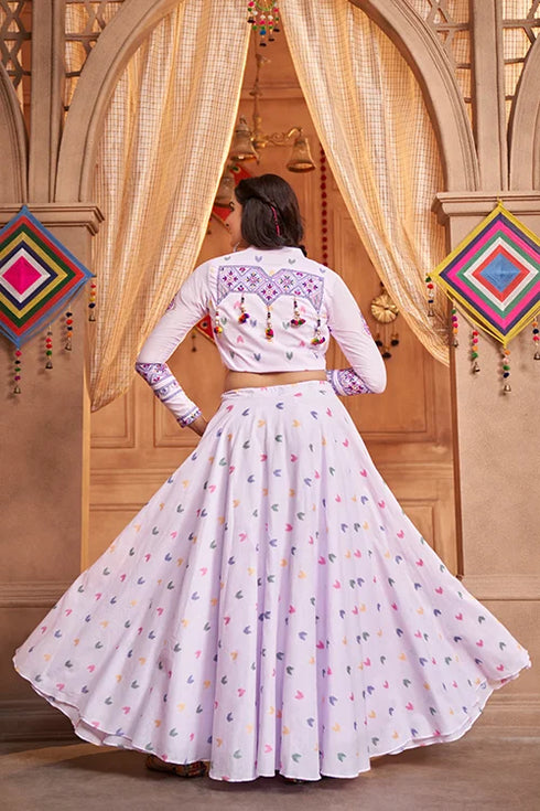 Shubhkala Lavender Jacquard Work with Koti Style Chaniya Choli for Navratri Festival