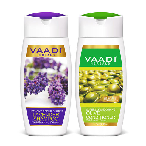 Vaadi Herbals Lavender Shampoo with Olive Conditioner (110 ml x 2)