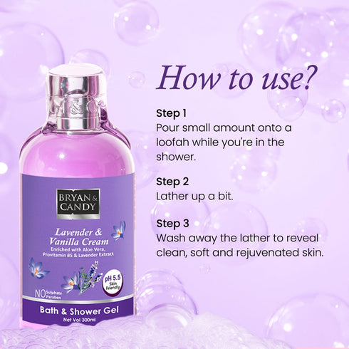 Bryan & Candy Lavender & Vanilla Cream Bath and Shower Gel