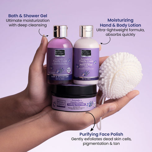 Bryan & Candy Lavender & Vanilla Cream Body Care Heart Collection