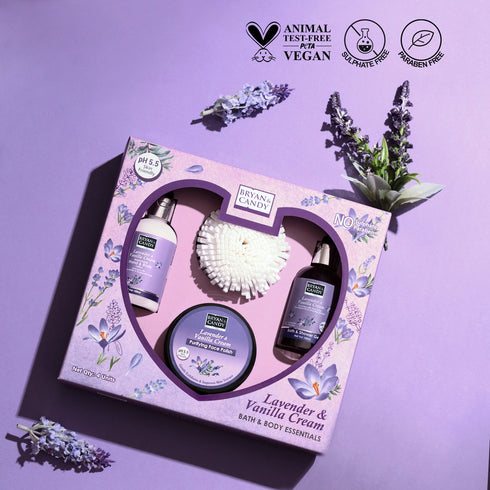 Bryan & Candy Lavender & Vanilla Cream Body Care Heart Collection