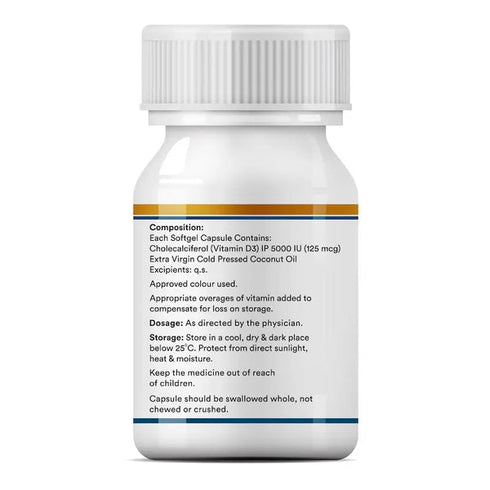 Inlife Vitamin D3 5000 IU Capsules With Gelatin