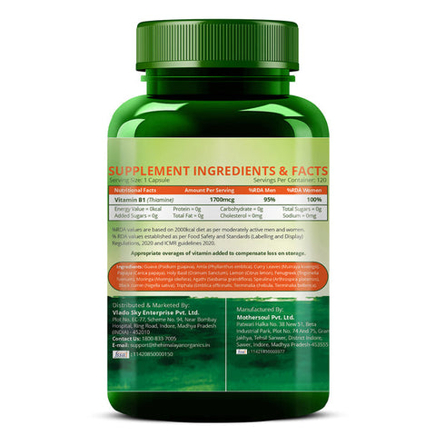 Himalayan Organics Plant-Based Vitamin B1 Capsules