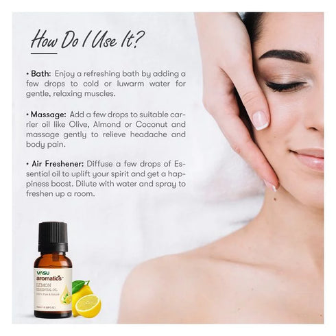 Vasuestore Vasu Aromatics Lemon Essential Oil 100 Pure and Natural