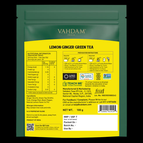 Vahdam Tea Lemon Ginger Green Tea