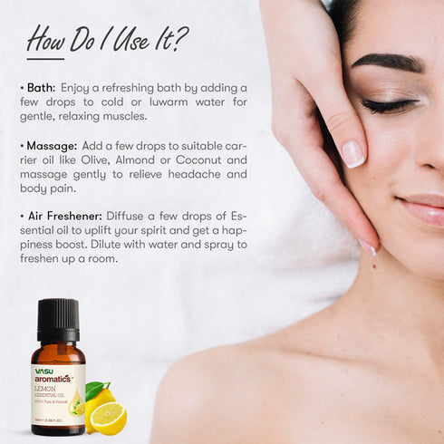 Vasuestore Vasu Aromatics Combo of Basil Peppermint Lemon Lemongrass Essential Oil