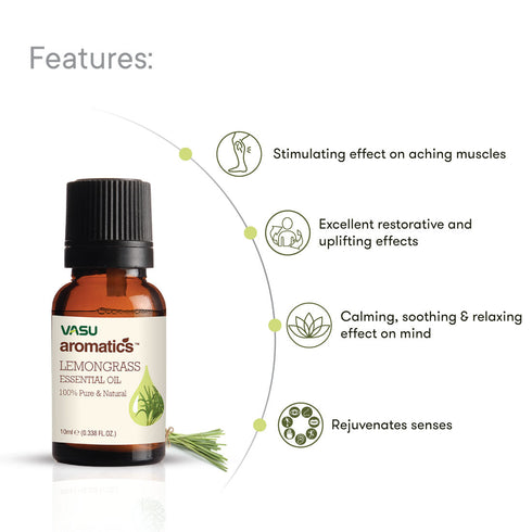 Vasuestore Vasu Aromatics Combo of Basil Peppermint Lemon Lemongrass Essential Oil