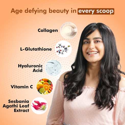 Fytika Healthcare Products Fytika Let it Glow Collagen Powder Boosts Skin Radiance Hair Health Nail Strength For Men Women Orange Flavor