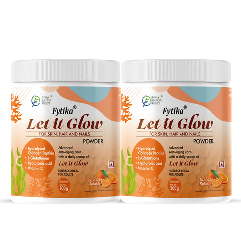 Fytika Healthcare Products Fytika Let it Glow Collagen Powder Boosts Skin Radiance Hair Health Nail Strength For Men Women Orange Flavor