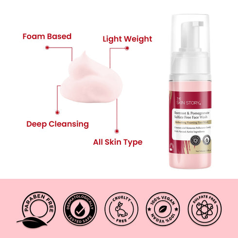 The Skin Story Beetroot & Pomegranate Foaming Face Wash – Sensitive Skin Formula